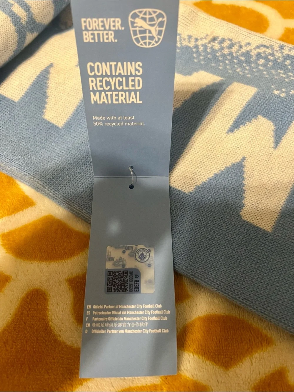 Puma Manchester City Light Blue and White Scarf